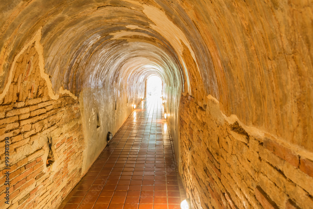 the old tunnel of Wat Umong Suan Puthatham temple in Chiang Mai,