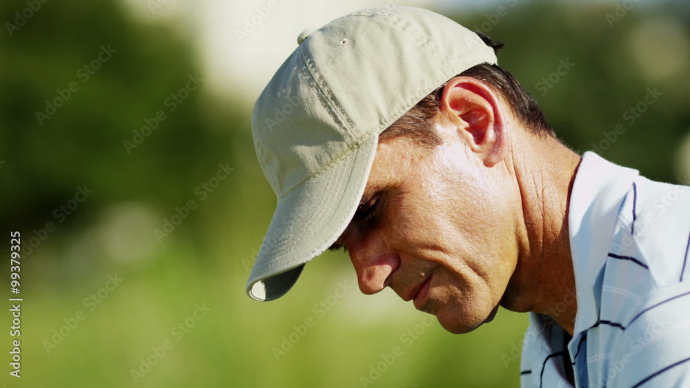 Golfer Caucasian Male Golf Sport Competition Course Grass Practice Focus Travel Golfer Caucasian Male Golf Sport Competition Course Grass Practice Focus Travel