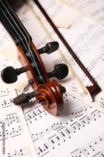 Violin neck on music papers...