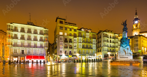 Night view of   Andre Maria Zuriaren plaza.  Vitoria-Gasteiz photo