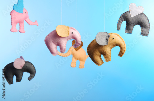 Photography Fleece elephants on light blue background