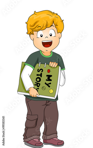 Kid Boy Carry My Story Book