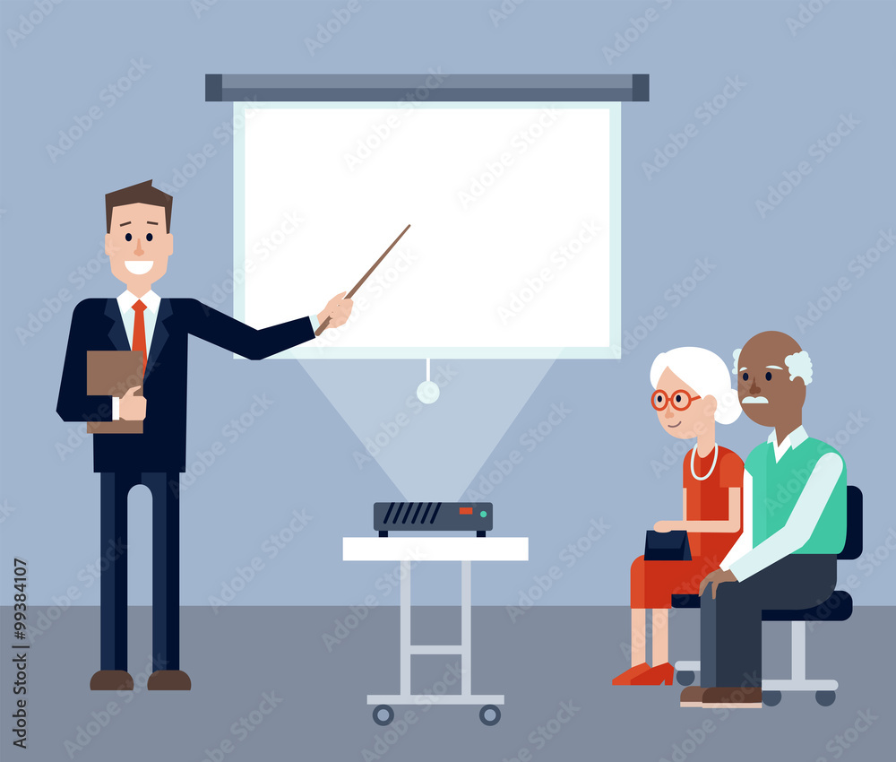 Insurance agent in seminar for seniors Insurance agent in seminar for seniors