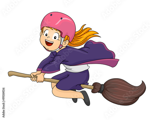 Kid Girl Witch Student Fly ...