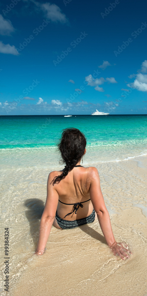 Woman in Caribbean Beach Woman in Caribbean Beach