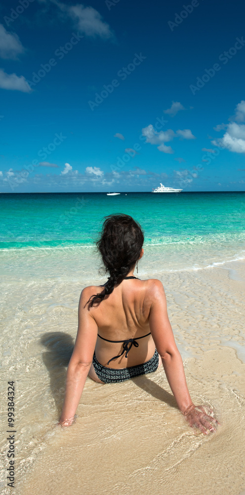 Woman in Caribbean Beach