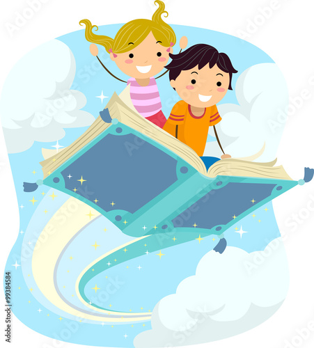 Stickman Kids Magical Book Flying