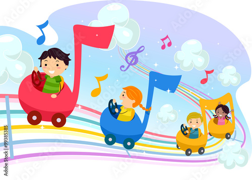 Stickman Kids Musical Notes...