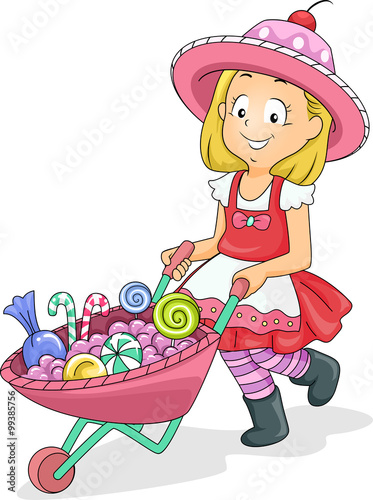 Kid Girl Candies Cart Wheel...