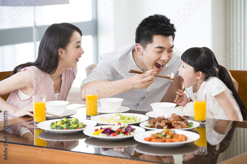 Happy family having lunch