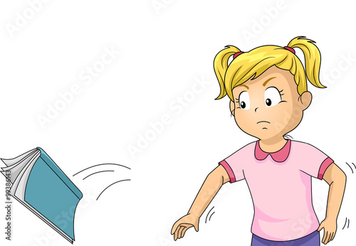 Angry Kid Girl Throw Book