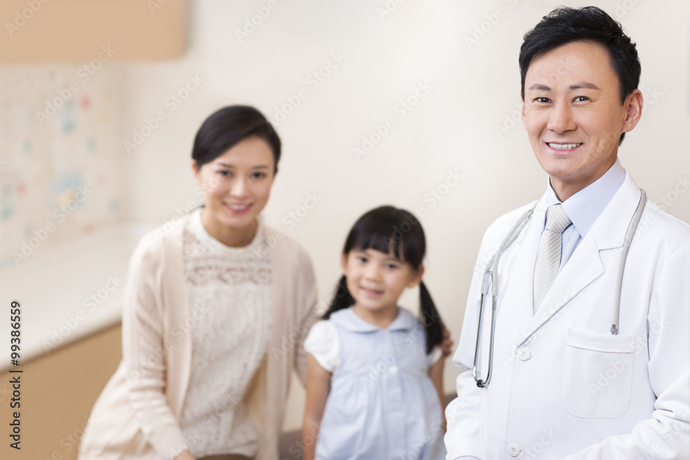 Doctor with girl and young mother in hospital Doctor with girl and young mother in hospital