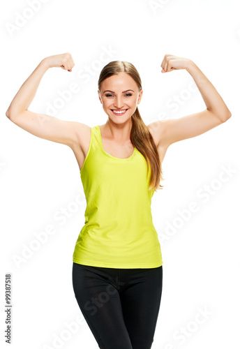 woman fitness portrait. showing biceps