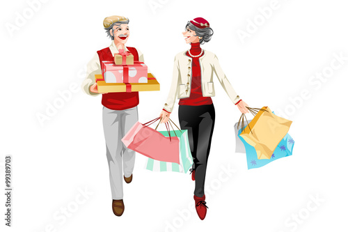 Stylish senior couple go shopping