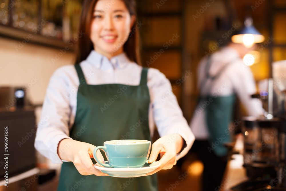 waitress and waiter are serving