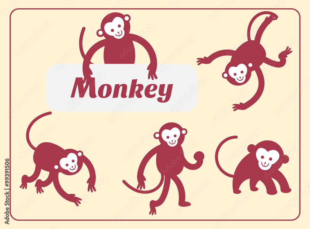 Fototapeta premium cute monkey cartoon vector illustration