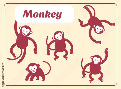 Fototapeta Naklejka Na Ścianę i Meble -  cute monkey cartoon vector illustration