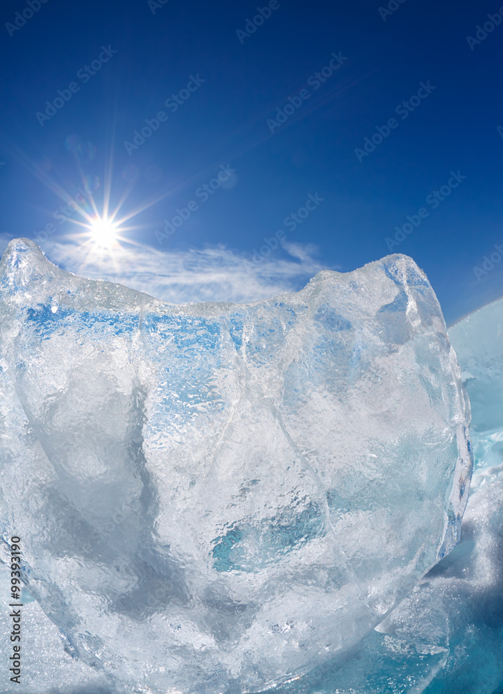 Ice floe and sun on winter Baikal lake Ice floe and sun on winter Baikal lake
