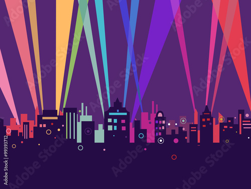 Colorful Party Lights City Party Buildings