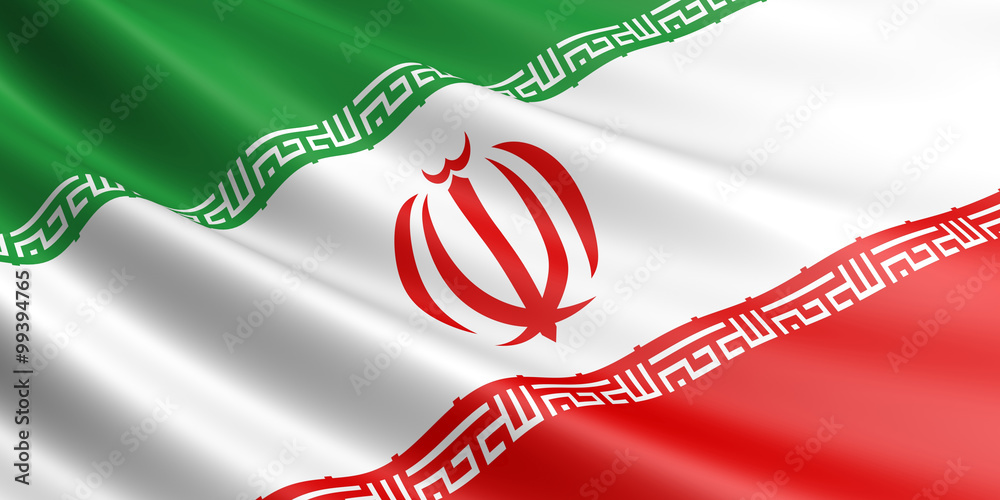 Fototapeta premium Flag of Iran waving in the wind.