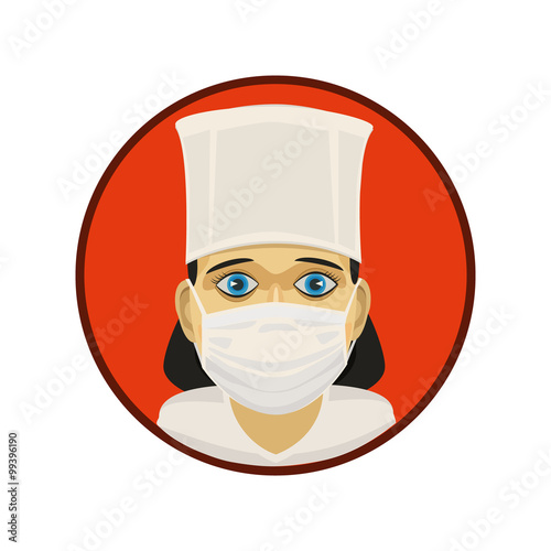 Medical doctor woman in the hood/ Female doctor in protective mask will help and cure you of all diseases, icons, icon, website