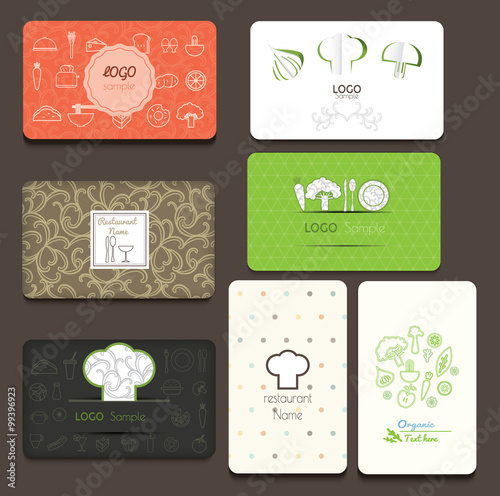 Set of business cards. For cafe and restaurant. Vector illustration