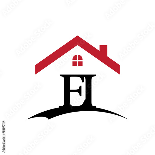 innitial letter logo with roof and window