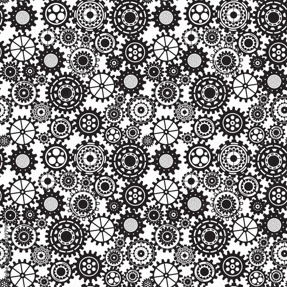 Black gears, steampunk seamless pattern Black gears, steampunk seamless pattern