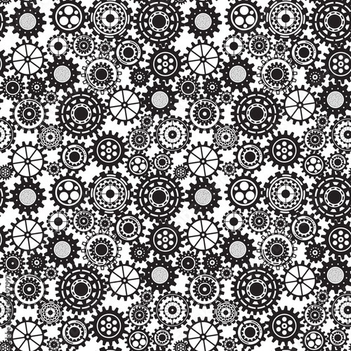 Black gears, steampunk seamless pattern