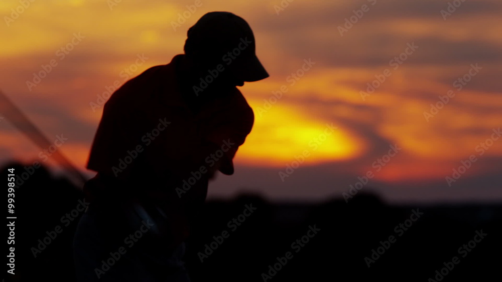 Caucasian Male Golfer Play Physical Golf Resort Global Success Target Sunset Caucasian Male Golfer Play Physical Golf Resort Global Success Target Sunset