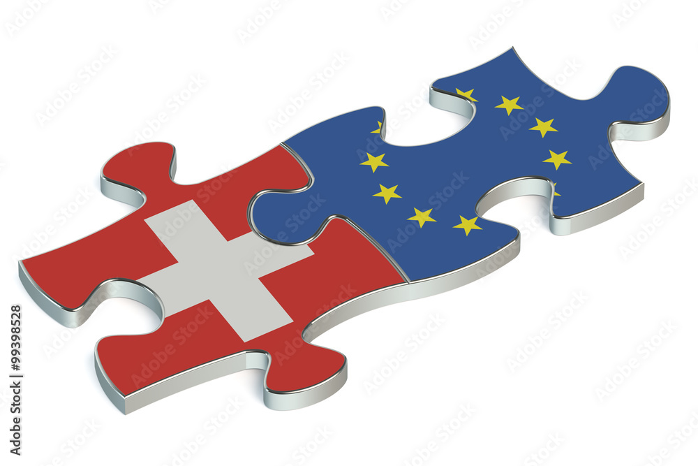 Naklejka premium Switzerland and EU puzzles from flags