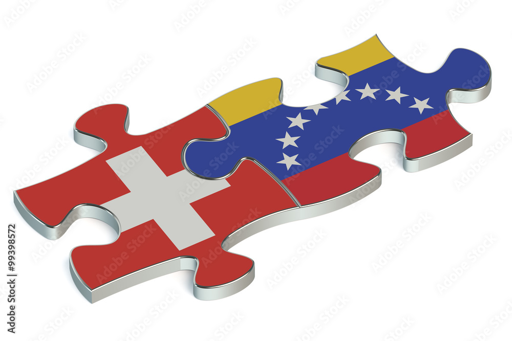 Naklejka premium Venezuela and Switzerland puzzles from flags