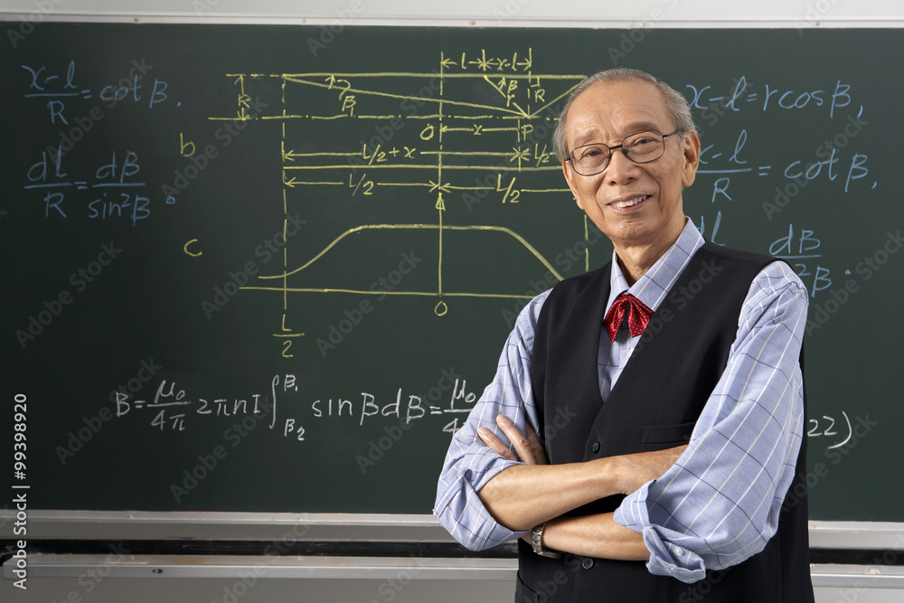 Teacher Standing In Front Of Blackboard Teacher Standing In Front Of Blackboard