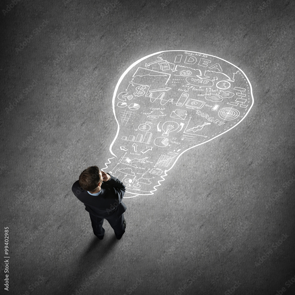 Thoughtful businessman from top view Thoughtful businessman from top view