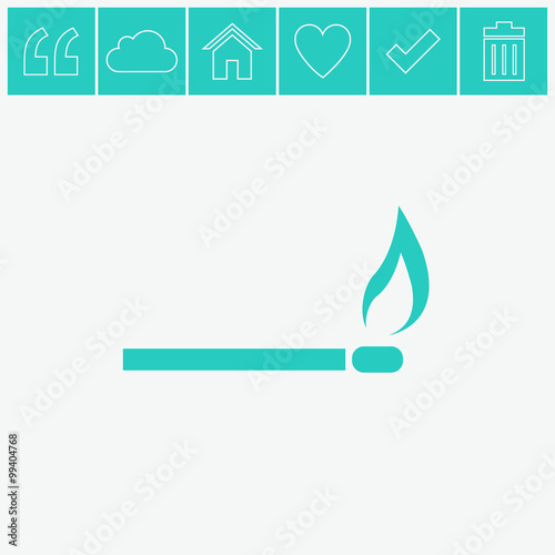 Burning match vector icon.