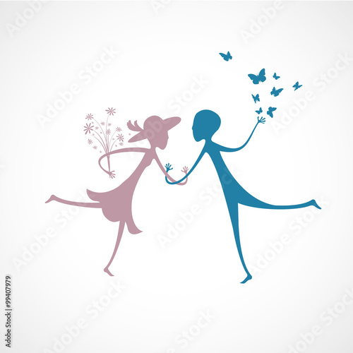 carte postale, couple romantique