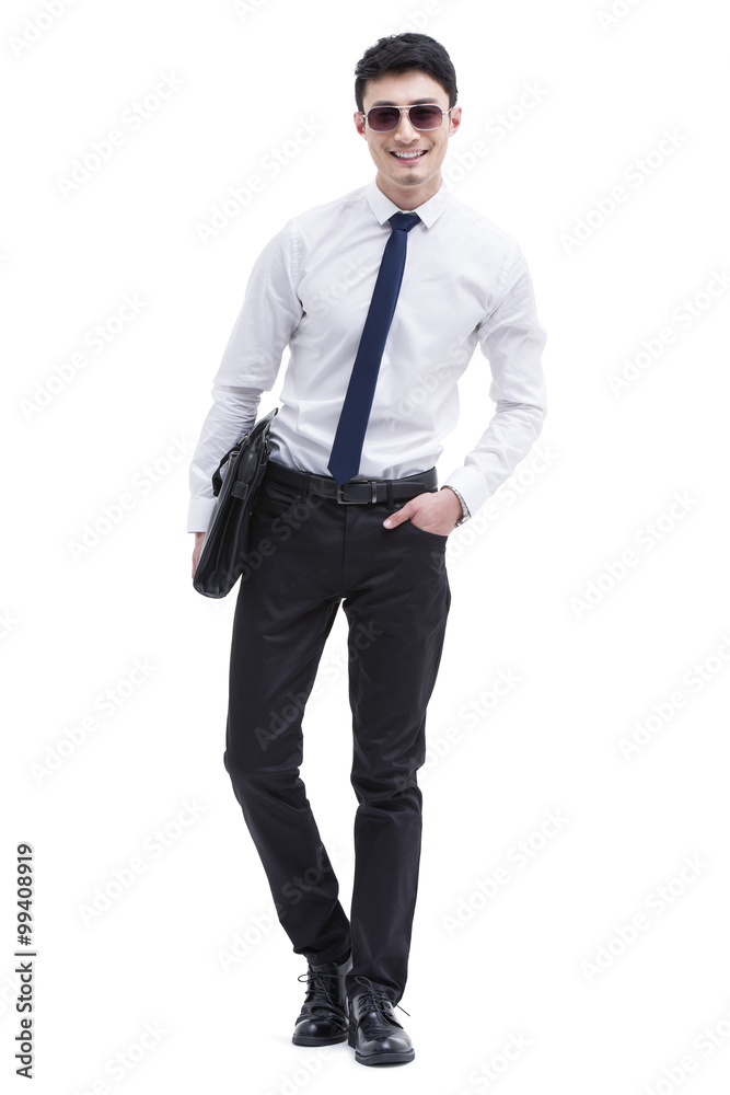 Fashionable businessman on the move Fashionable businessman on the move