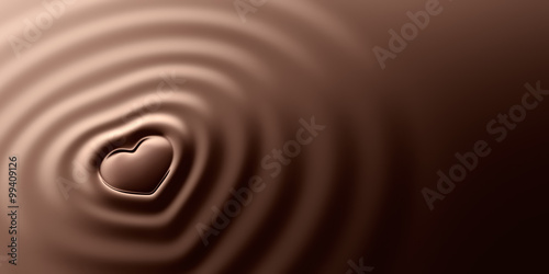 Foto Heart Shape Ripples On Chocolate