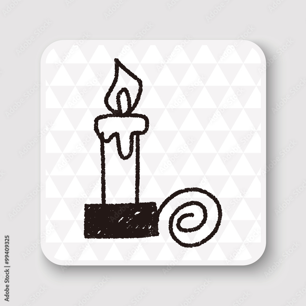 Obraz premium Christmas candle doodle drawing