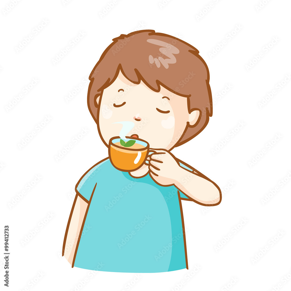 sick man drinking herbal tea vector illustration sick man drinking herbal tea vector illustration