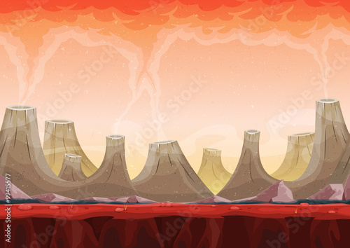 Seamless Volcano Planet Landscape For Ui Game