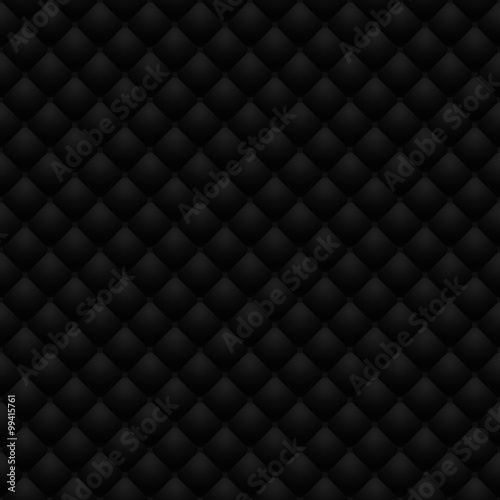 Matte black quilted leather upholstery. Digitally generated leather upholstery raster seamless pattern for web and graphic design, 3D rendering.