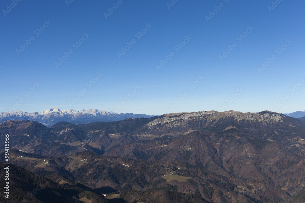 Beautiful views of Mount Triglav in the Julian Alps – highest mountain in Slovenia, Europe, space for text