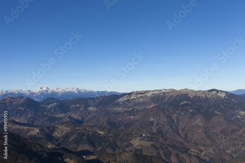Beautiful views of Mount Triglav in the Julian Alps – highest mountain in Slovenia, Europe, space for text