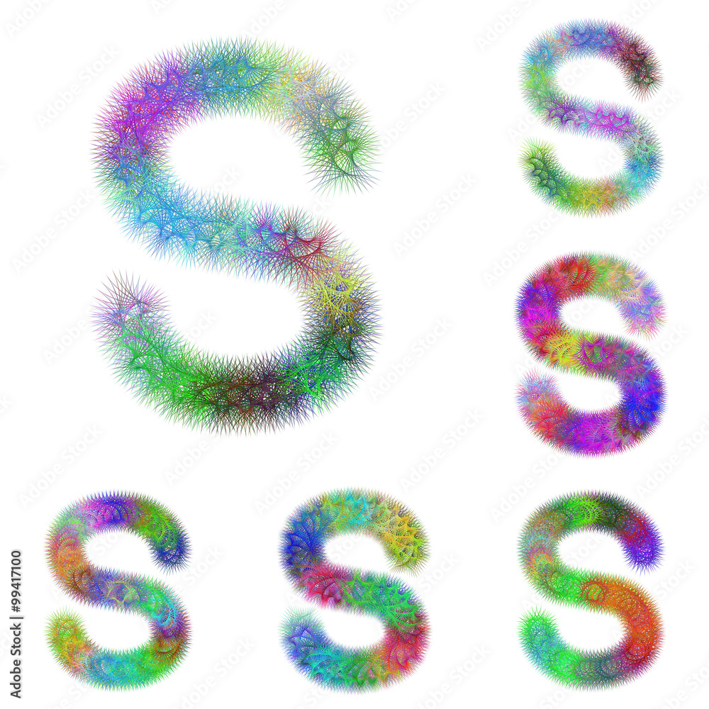 Happy colorful fractal font set - letter S