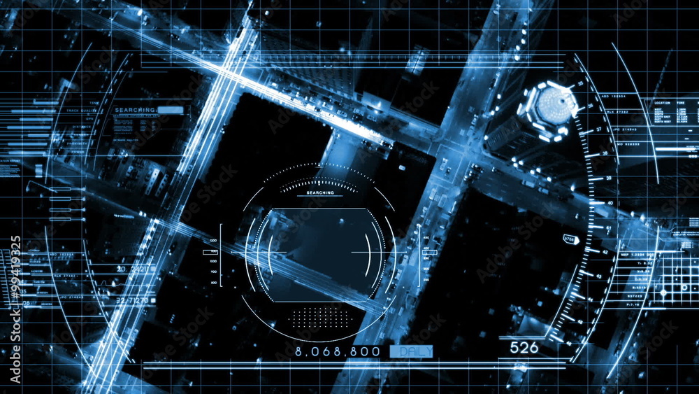 drone technology USA unmanned aerial vehicle remote motion graphics city night