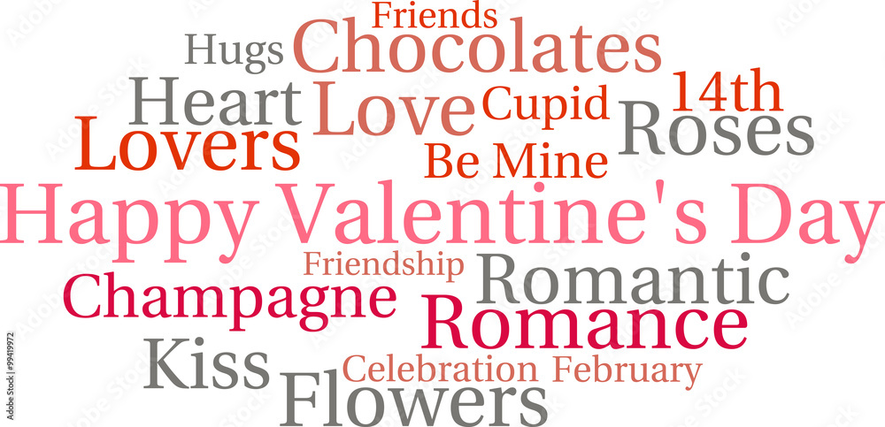 Fototapeta premium Happy Valentine's Day Word Cloud
