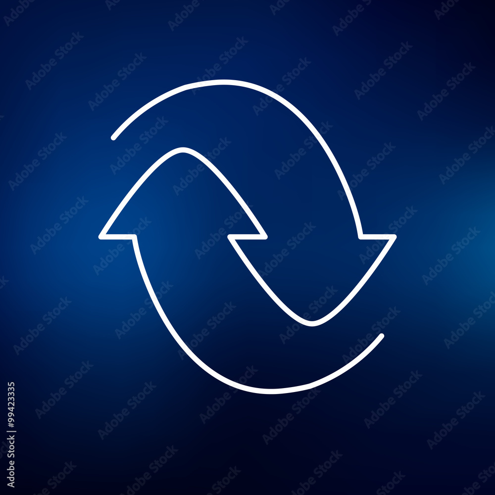 Recycle icon. Reuse sign. Recycle symbol. Thin line icon on blue background. Vector protect the environment illustration. Recycle icon. Reuse sign. Recycle symbol. Thin line icon on blue background. Vector protect the environment illustration.