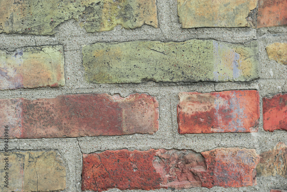 Fototapeta premium Graffiti brick wall, colorful background