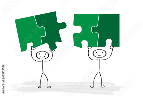 Puzzle / Strichmännchen / Vektor